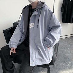 男韓版潮流寬鬆休閒連帽夾克春季港風痞帥拼接上衣