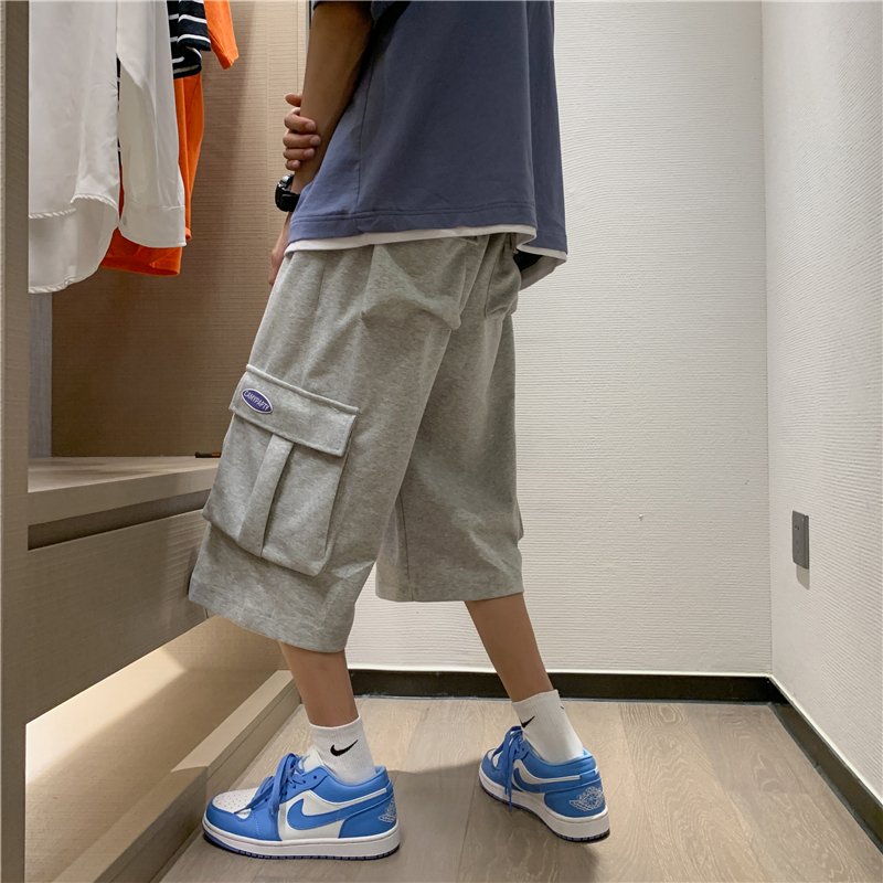 夏季新款潮牌韓版工裝衛褲日系男士寬鬆休閒潮七分褲