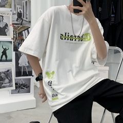 Original summer new short sleeve T-shirt Hong Kong style letter printing trend loose and versatile student T-shirt