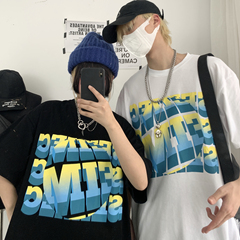 Original Korean Trend short sleeve T-shirt letter print top loose and versatile men's and women's T-shirt