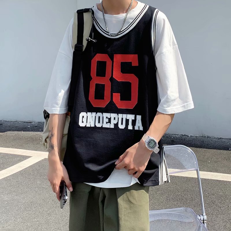 Basketball vest, summer wear, Hong Kong Style Jersey, sleeveless T-shirt, Korean loose BF style sportswear