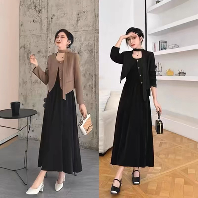 love西服气质套装女 2024秋新款外套吊带连衣裙两件套