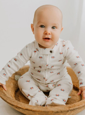 Finn+Emma小螃蟹系列包屁衣短袖T恤连体衣睡衣爬服新生儿家居服