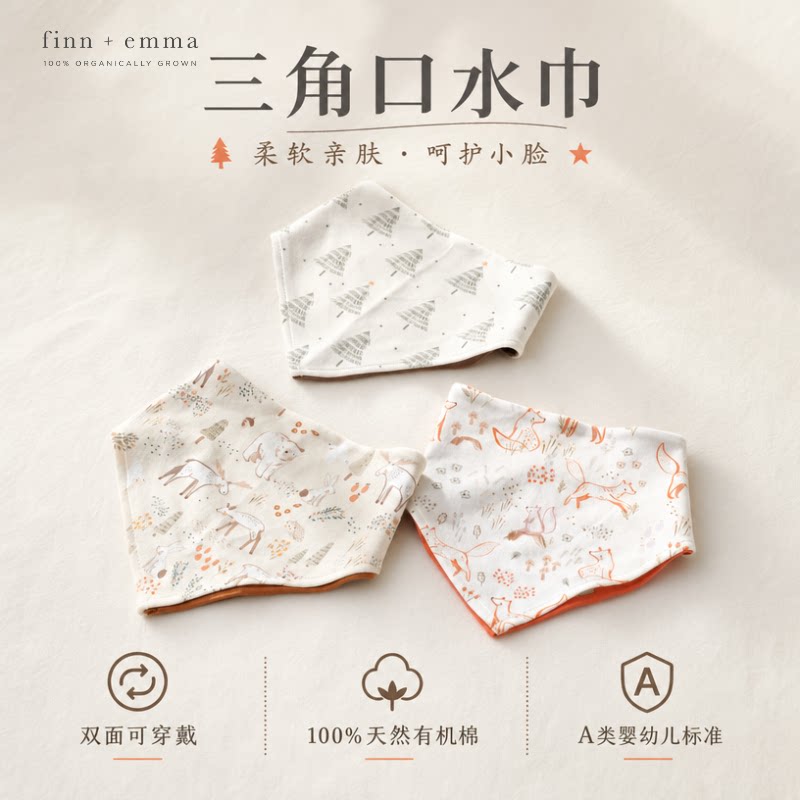 口水巾双层双面可戴有机棉图片