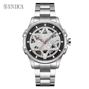 Sniica史尼嘉星爆系列男士全自动镂空精钢夜光机械表