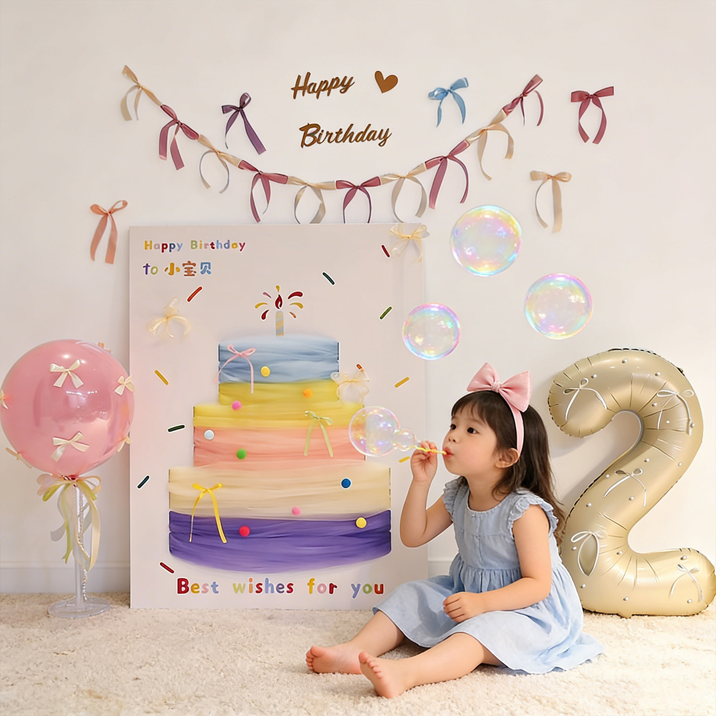 女孩宝宝生日diy网纱蛋糕布置氛围感气球派对背景墙kt板场景装饰,节庆用品/礼品,装扮布置套餐,淘宝优惠券,粉丝福利购,淘宝优惠卷