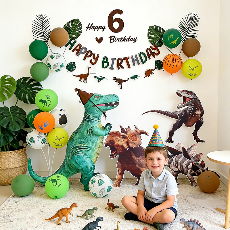 男孩儿童恐龙主题生日布置气球