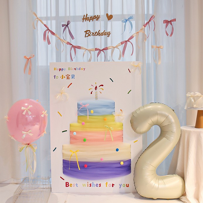 女孩生日网红韩系蛋糕网纱KT板