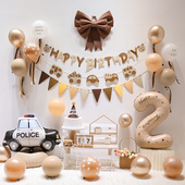 ins森系复古儿童1周岁宝宝生日布置气球装 饰品背景墙场景拍照道具