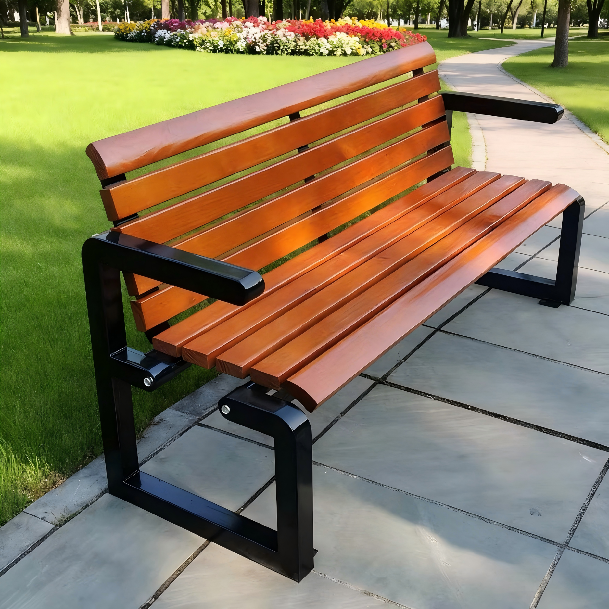 户外不锈钢公园椅长椅广场铁艺防腐木休闲长凳室外长条椅庭院座椅,住宅家具,公园椅,淘宝优惠券,粉丝福利购,淘宝优惠卷