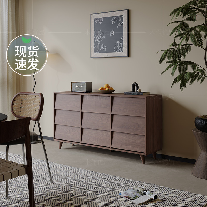 中古风实木餐边柜九斗柜客厅2026新款法式复古靠墙一体收纳储物柜,住宅家具,餐边柜,淘宝优惠券,粉丝福利购,淘宝优惠卷