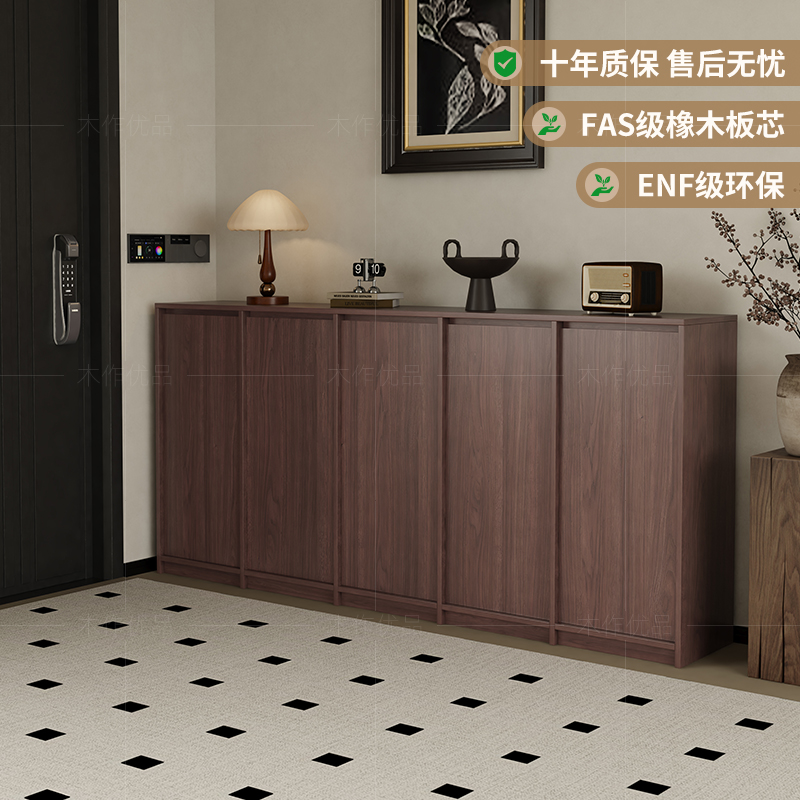 中古风实木鞋柜骨骼线条玄关柜