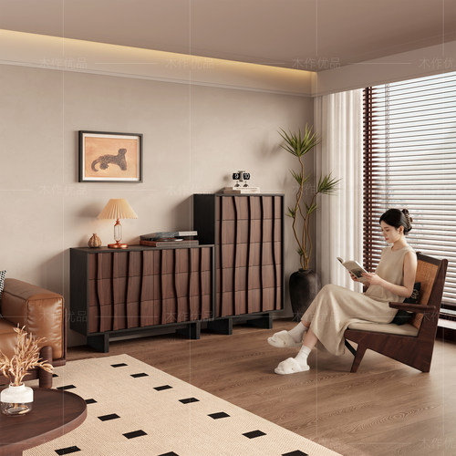 中古风实木斗柜靠墙五斗柜收纳柜