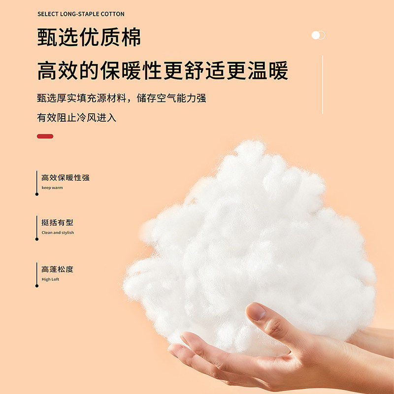 卡其色短款棉服女冬季2025新款修身保暖加厚棉袄连帽收腰夹棉外套