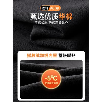 黑色连帽加绒卫衣女秋冬