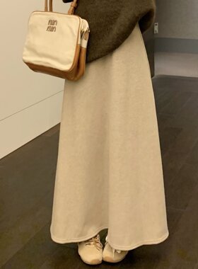 22SEVEN大码加绒松紧腰半身裙女冬季休闲胖MM显瘦裙子百搭大摆裙