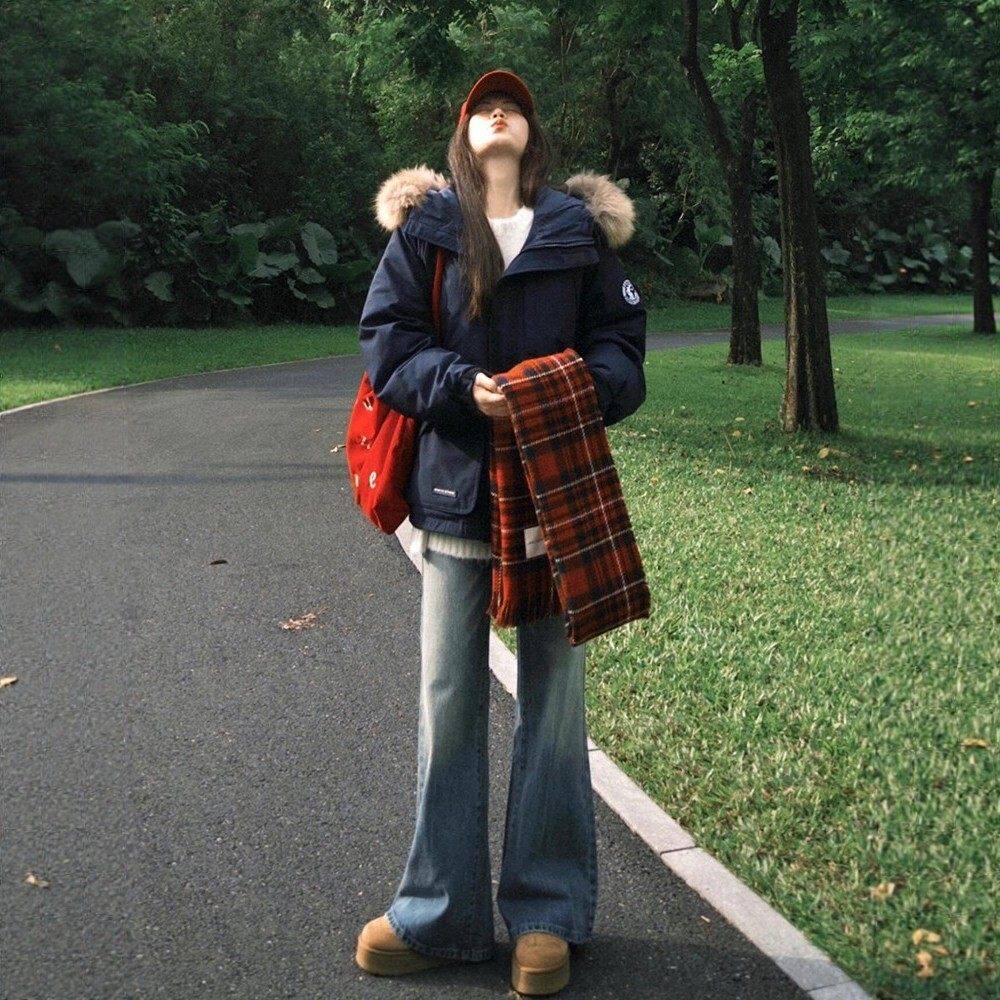 工装派克羽绒棉服女2025冬季新款加厚美式高级情侣大毛领棉衣外套
