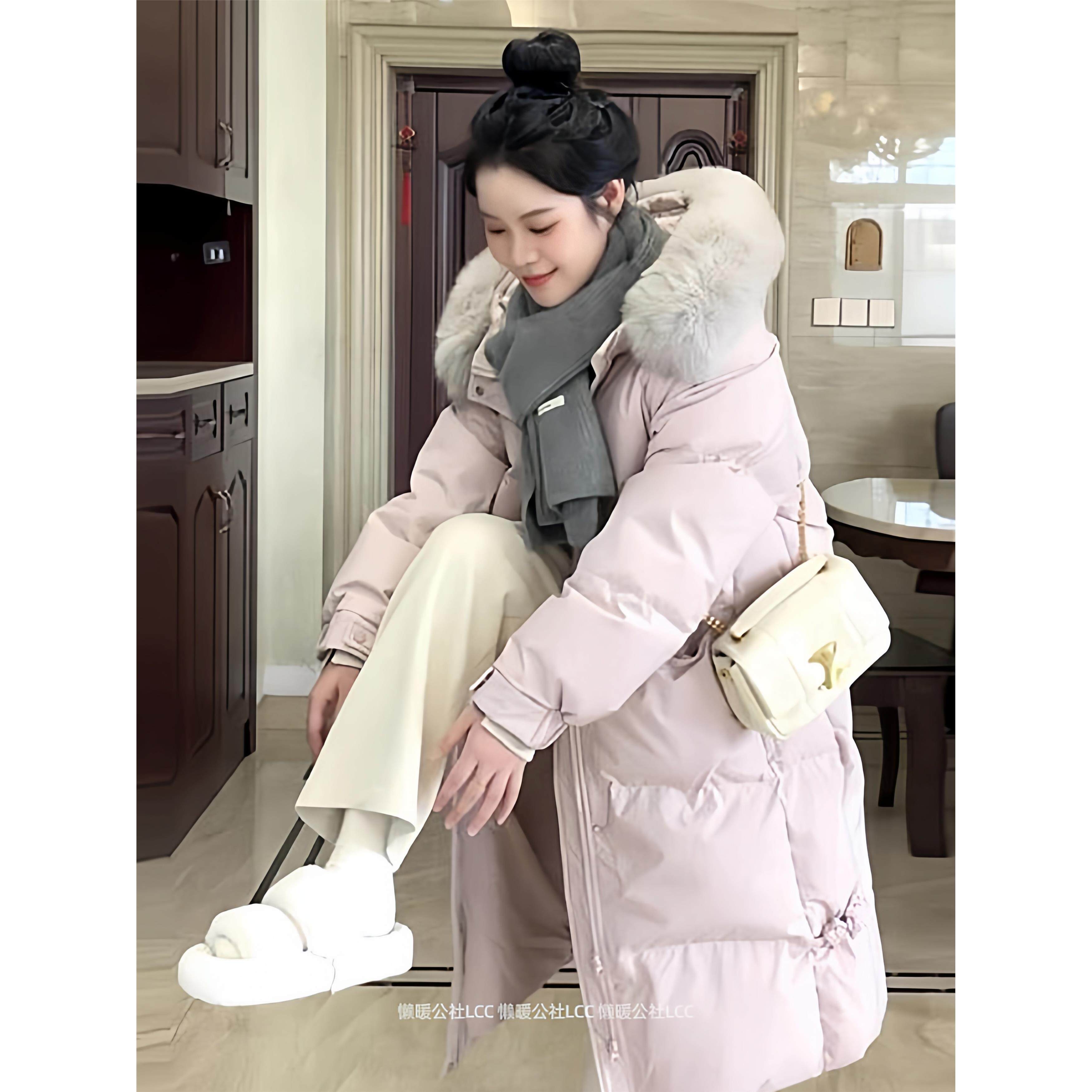 2025冬新款超好看中长款羽绒棉服女韩系加厚棉袄大毛领棉衣外套潮