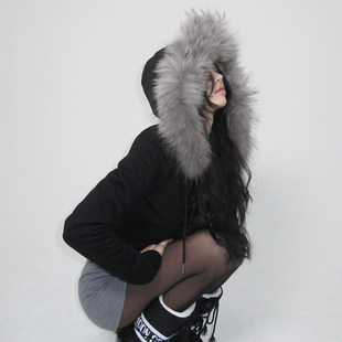 FabGirls 冬日古早双拉头毛毛连帽卫衣外套 小众百搭显瘦休闲上衣