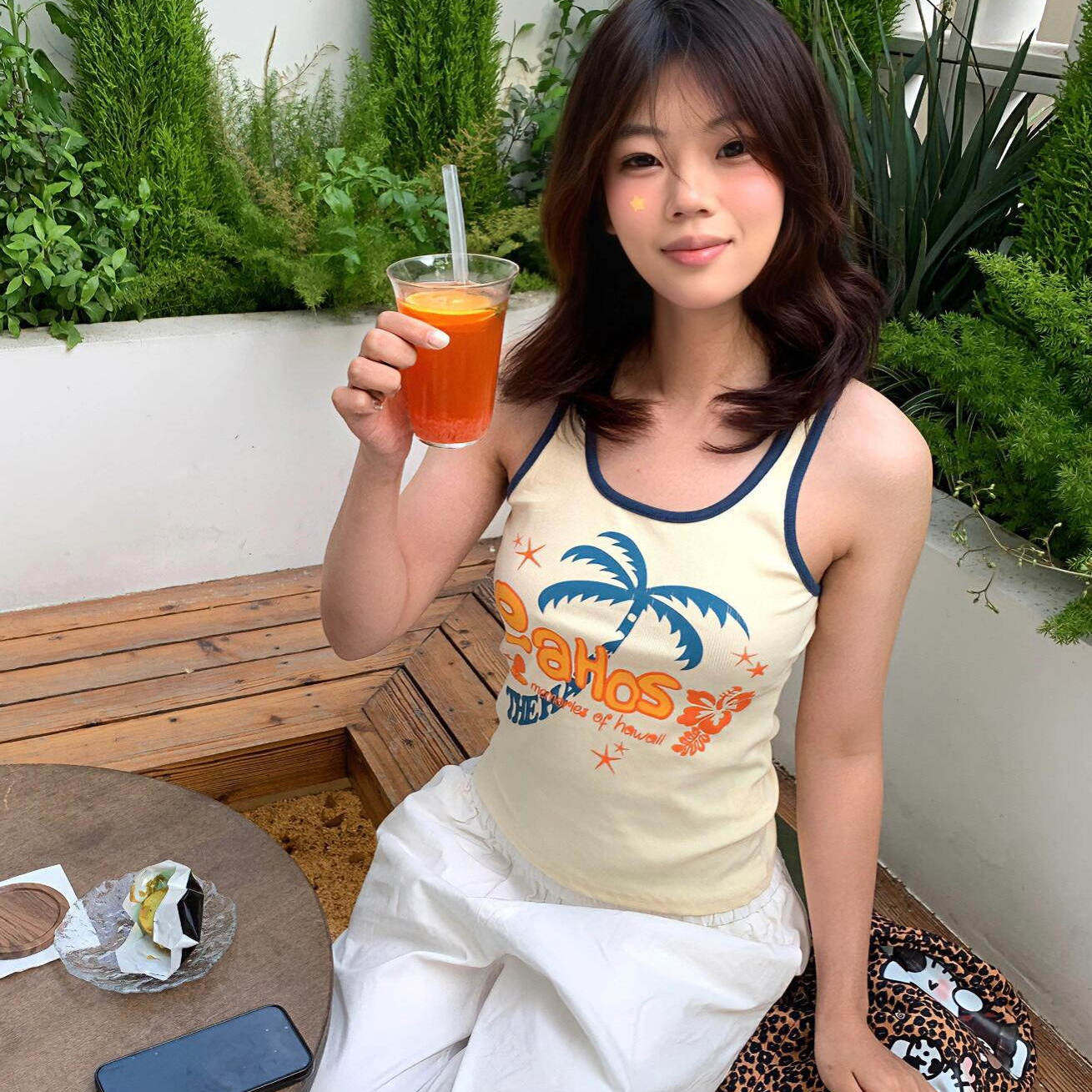 美式复古度假风椰树字母印花吊带背心女夏季外穿修身辣妹无袖上衣,女装/女士精品,背心吊带,淘宝优惠券,粉丝福利购,淘宝优惠卷