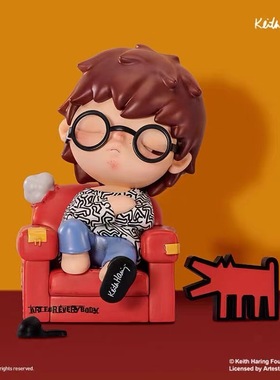 POPMART泡泡玛特小野Hirono×Keith Haring 凯斯哈林手办大号摆件