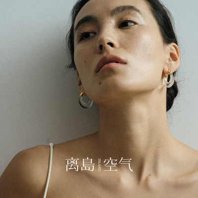 离岛空气冰川天然白水晶耳环