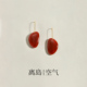 离岛空气知秋S925银红玛瑙耳环女轻奢耳坠气质耳钉新年红色耳饰