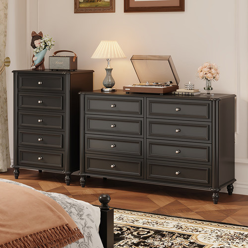 实木烤漆八斗柜法式复古卧室储物