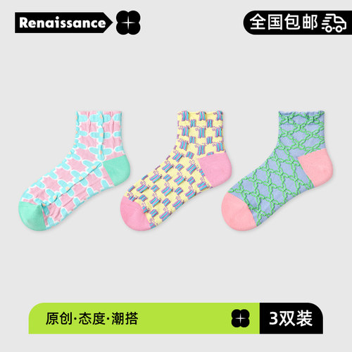 R8140夏季短袜多巴胺风格