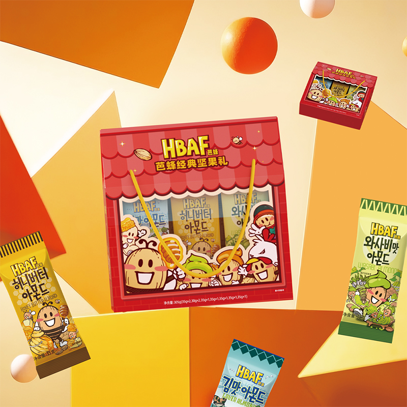 hbaf芭蜂蜂蜜黄油扁桃仁混合坚果礼盒礼包干果年货礼盒儿童零食