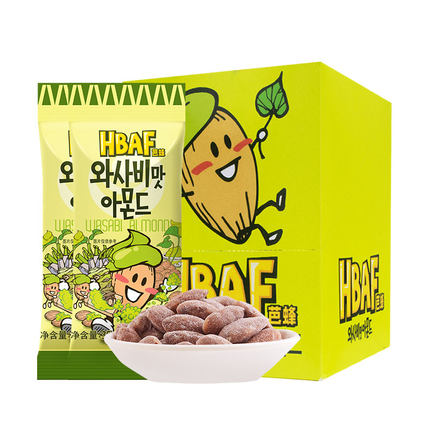hbaf芭蜂山葵扁桃仁巴旦木混合坚果芥末杏仁干果年货休闲零食小包