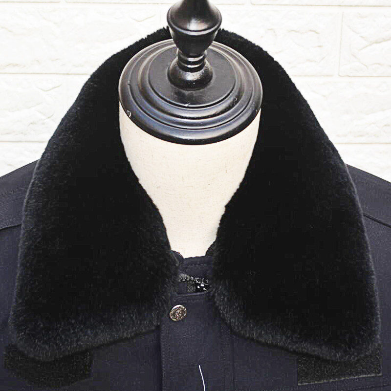 通勤制服款真獭兔5扣大方领羽绒服工装大衣保安领保暖毛毛领单卖