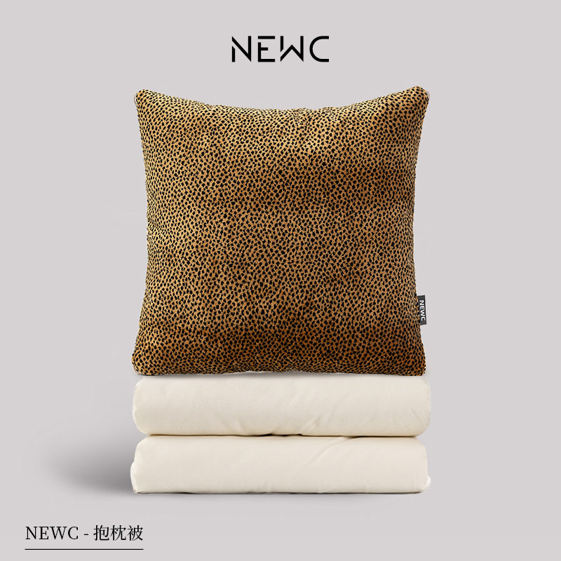 新宸优品个性野兽豹纹纯棉抱枕被子两用办公室车内午睡多功能靠枕