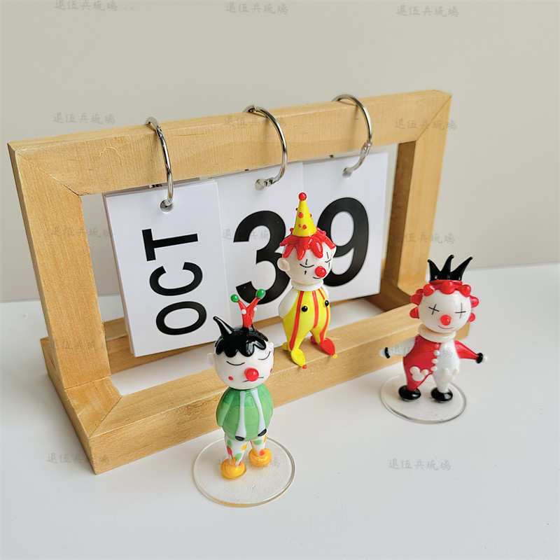 可爱治愈小丑淄博琉璃公仔卡通车载装饰品桌面摆件纯手工生日礼物,家居饰品,装饰摆件,淘宝优惠券,粉丝福利购,淘宝优惠卷