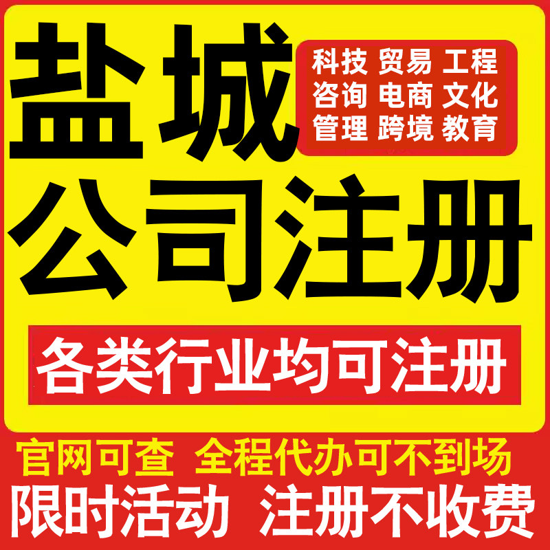 注册盐城科技贸易文化传媒教育咨询电商工程类公司营业执照代办理