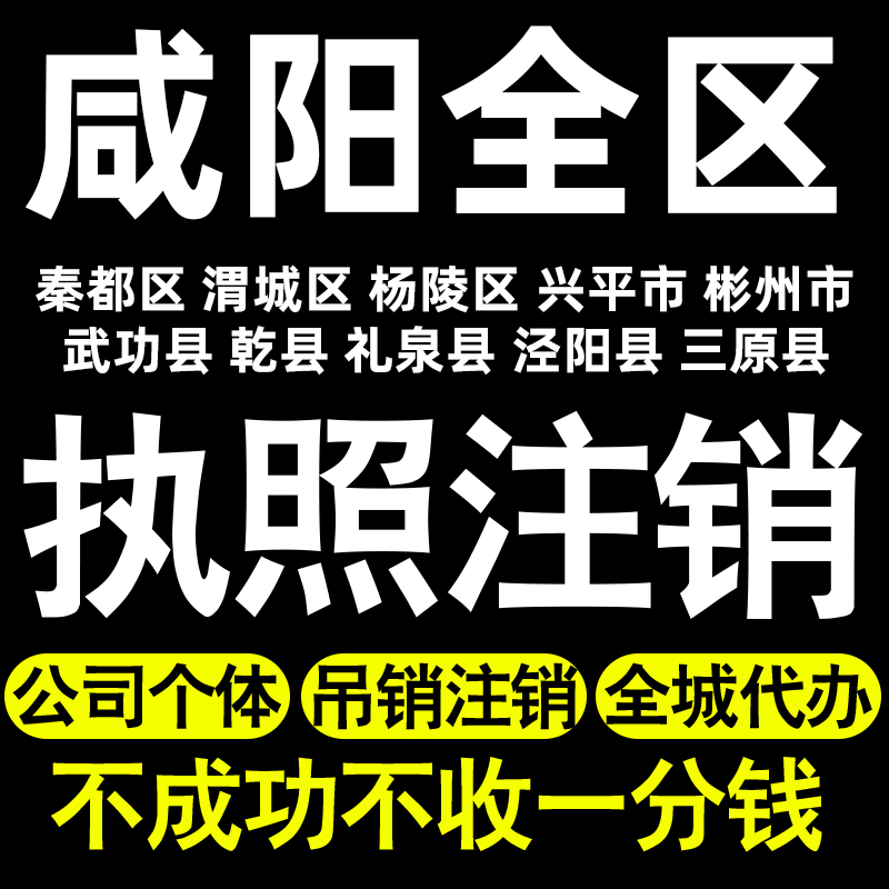 咸阳个体户注销执照注销秦都渭城杨陵兴平彬州三原泾阳武功永寿县