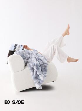 BYSIDE泡泡毯托斯卡纳兔毛绒闲盖毯毯子床上双IXZ层加休皮厚草秋