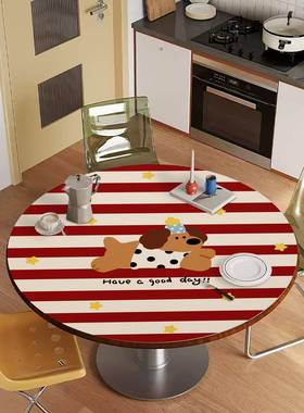 卡通大号圆桌垫防水风餐桌隔垫搭百网热红简约圆形茶NFP几垫桌布
