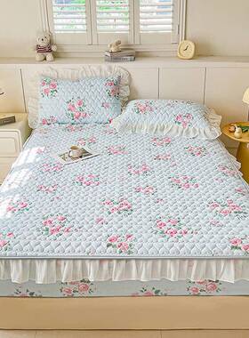 大豆纤维夹裙式床mf658562三件棉厚套1.5米1.8x2全笠包围床垫保护