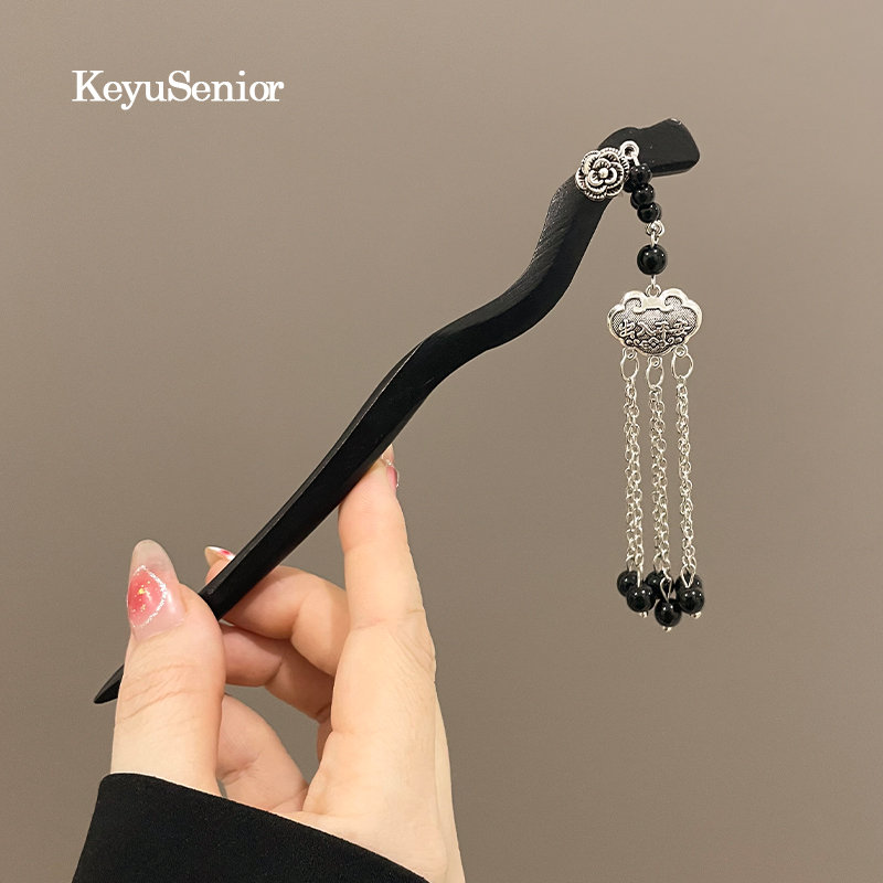 新中式古风步摇流苏盘发簪子配饰