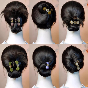 日常低丸子头盘发小号抓夹2026新款发量少高级感后脑勺头饰发夹女