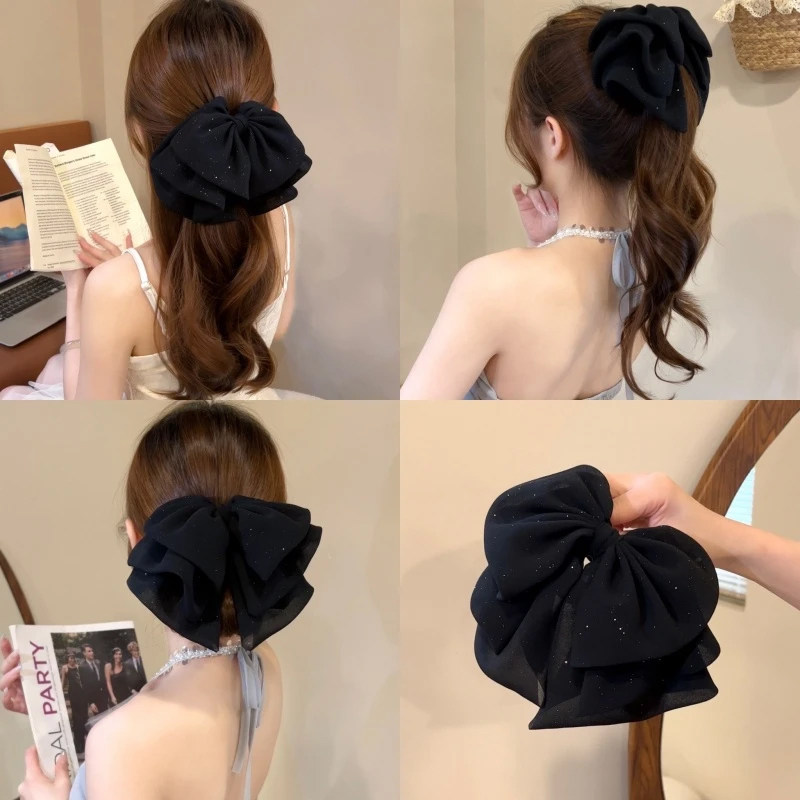 气质满天星大号黑色网纱蝴蝶结抓夹发夹女后脑勺头饰马尾半扎发卡,饰品/流行首饰/时尚饰品新,发饰,淘宝优惠券,粉丝福利购,淘宝优惠卷