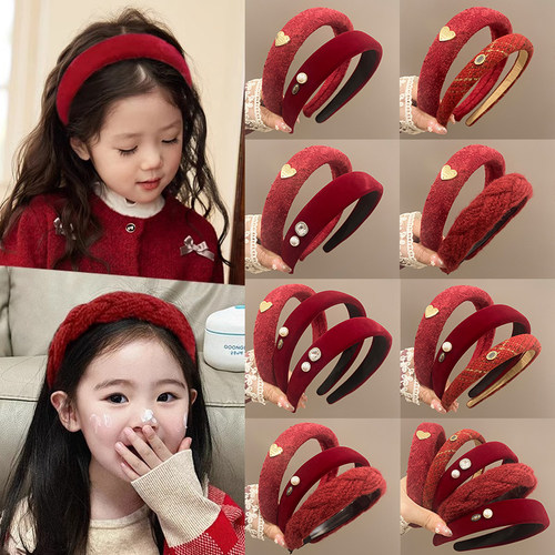 柯聿安卡拉红复古珍珠发箍