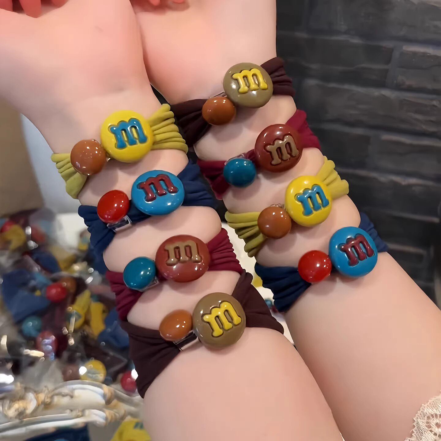 韩系高颜值彩色m豆发圈高弹力女士耐用头绳扎头发绳橡皮筋女发饰