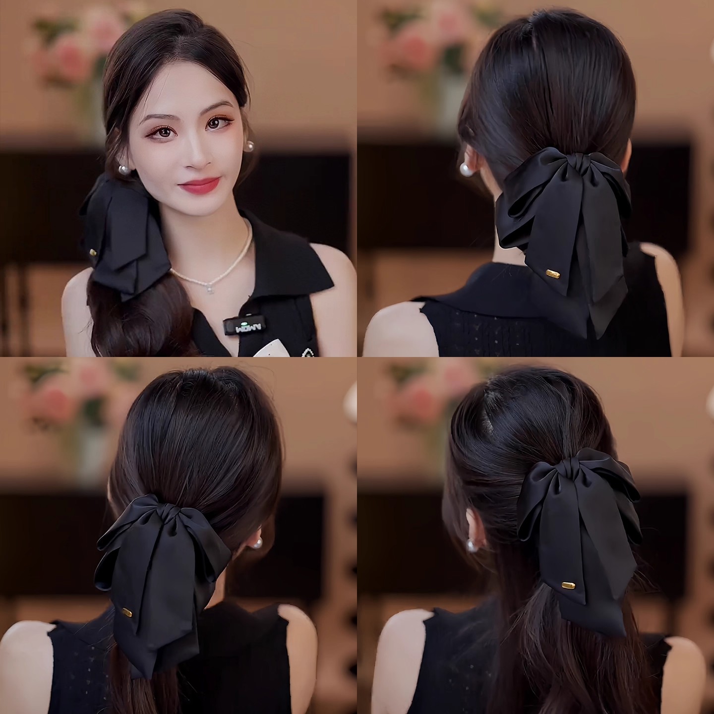 蝴蝶结抓夹缎面头饰高级感后脑勺飘带盘发低马尾夹半扎头发发夹女