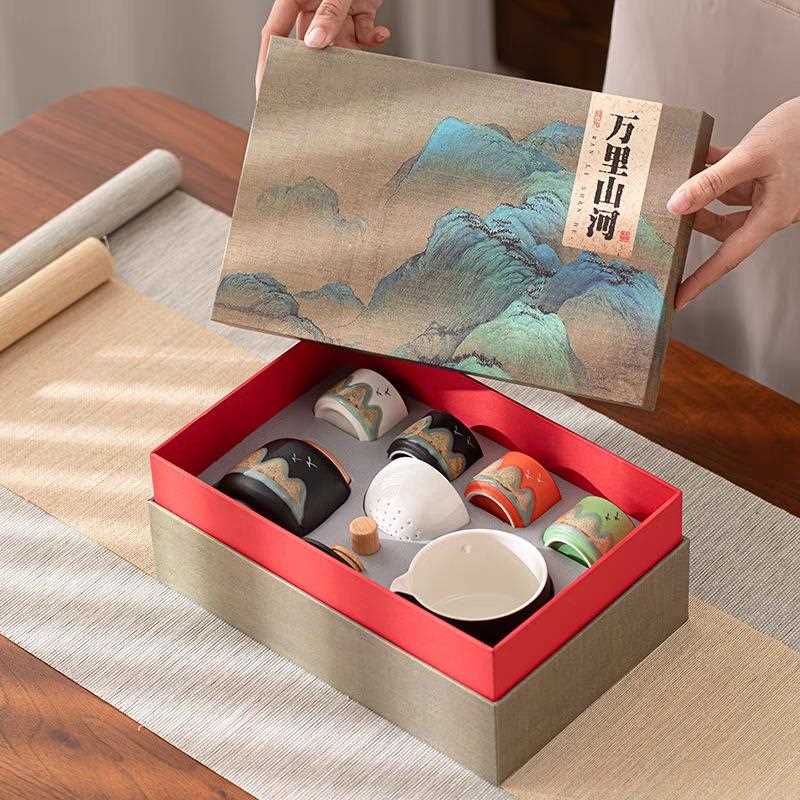 新款直销逍遥泡茶壶转转旋转自动侧把壶功夫茶具套装家用陶瓷懒人