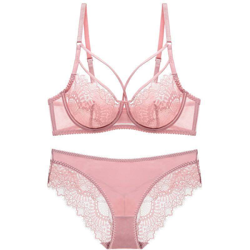新款直销新款刺绣性感透明女士文胸套装大码薄款舒适聚拢蕾丝无海
