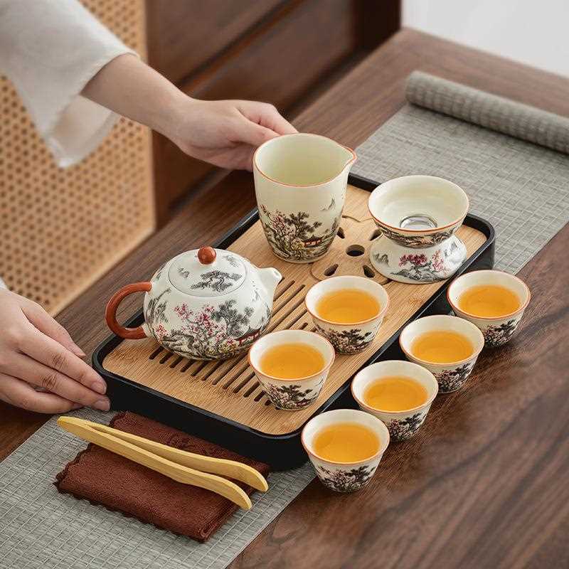 新款直销功夫茶具汝窑黑松梅花茶壶套装高档会客泡茶轻奢皮包定制