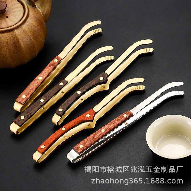 新款直销铜木茶盘夹不锈钢夹子茶杯铜茶镊子茶具配件高档实木茶洗,餐饮具,茶夹,淘宝优惠券,粉丝福利购,淘宝优惠卷
