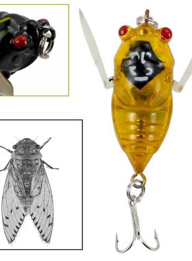 新款直销 仿生蝉路亚仿生假饵 昆虫水面系波帕知了跨境路亚饵仿生